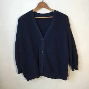 Jenni Kayne Navy Organic Cotton Cocoon Cardigan
